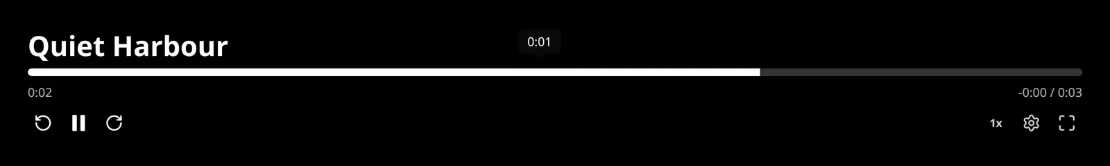 The player control bar: seek bar, transport buttons, speed, settings and fullscreen